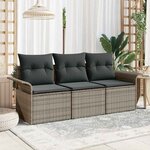 vidaXL Ensemble de canapé de jardin 3 Pièces Gris 196 x 62 x 85cm