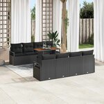 vidaXL Ensemble de canapé de jardin 9 Pièces Noir Poly rotin