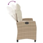 vidaXL Banc inclinable de jardin avec coussins beige résine tressée