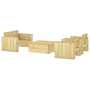 Salon de jardin meuble d'extérieur ensemble de mobilier 4 pièces bois massif de pin imprégné 02_0016249