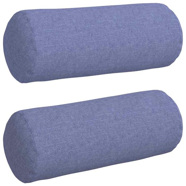 vidaXL Coussins d'accent 2 Pièces Bleu denim Ø 15 x 40 cm tissu