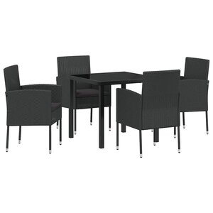 vidaXL Ensemble de salle à manger pour jardin 5 Pièces Noir polyrotin