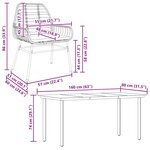 vidaXL Ensemble à manger jardin coussins 7Pièces marron poly rotin verre