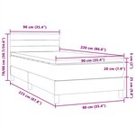 vidaXL Sommier à lattes de lit et matelas gris clair 90x220 cm velours