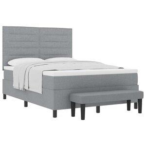 vidaXL Lit à ressorts avec tête de lit Gris clair 140 x 190 cm tissu