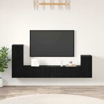 vidaXL Meuble TV mural 4 Pièces Chêne Noir Bois d'ingénierie