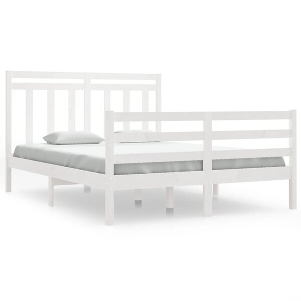 vidaXL Cadre de lit sans matelas blanc 135x190 cm bois massif