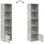 vidaXL Bibliothèque gris béton 31x24x127 cm bois d'ingénierie