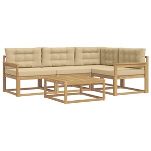 vidaXL Ensemble de canapés d'extérieur 5 Pièces Blanc et Beige