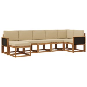 vidaXL Ensemble de canapés d'extérieur 7 Pièces Naturel et Beige