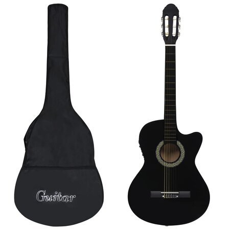 vidaXL Jeu de guitare 12Pièces occidental avec égaliseur et 6 cordes Noir