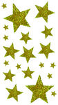 Stickers étoile Doré pailleté 1 à 5 cm 20 pièces