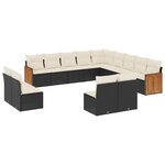 vidaXL Salon de jardin avec coussins 13 Pièces noir résine tressée