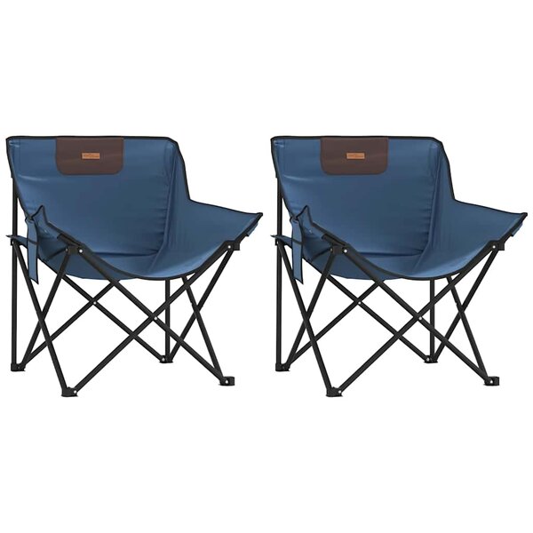 vidaXL Chaise de camping avec poche pliable lot de 2 bleu