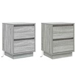 vidaXL Cabinet de chevet avec tiroir avec 2 Pièces Gris 39 x 34.5 x 50 cm