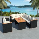 vidaXL Salon de jardin 5 Pièces avec coussins résine tressée noir