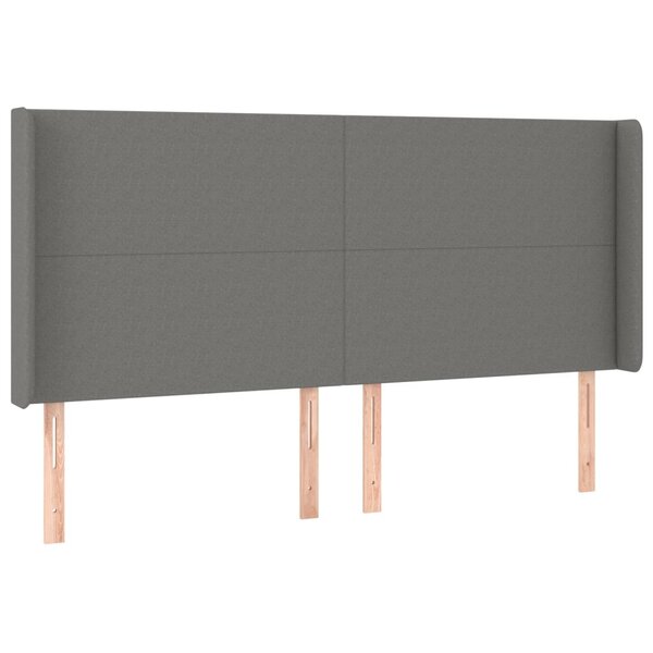 vidaXL Tête de lit avec oreilles Gris foncé 203x16x118/128 cm Tissu