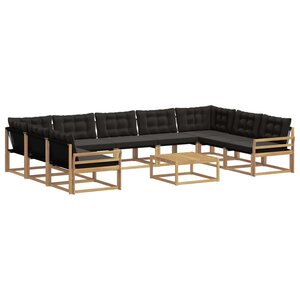 vidaXL Ensemble de canapés d'extérieur 10 Pièces Blanc et noir