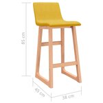 vidaXL Tabourets de bar lot de 2 jaune moutarde tissu