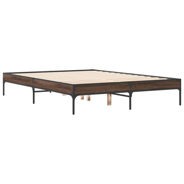 vidaXL Cadre de lit chêne marron 120x200 cm bois d'ingénierie et métal