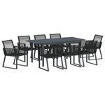 vidaXL Ensemble de salle à manger de jardin 6 pièces en acier noir et poly rotin