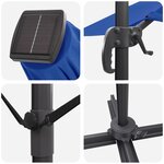 vidaXL Parasol déporté Roma avec LEDs Bleu Azur 352x251x265 cm Aluminium