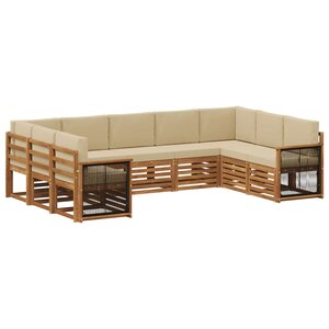 vidaXL Ensemble de canapé d'angle avec coussin 7 Pièces Naturel