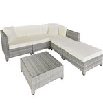 Tectake Salon bas de jardin AMY 5 places avec 2 sets de housses - gris clair