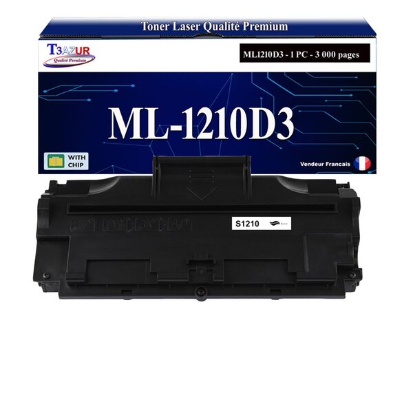 T3AZUR - Toner compatible avec Samsung ML1210D3 ML-1210D3 pour Samsung ML1010 ML1020 ML1020M ML1210 ML1220M ML1250 ML1430 ML210 ML808 SF515 SF530 SF531P SF535E