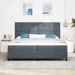 vidaXL Lit à ressorts avec matelas Gris foncé 200 x 200 cm Velours