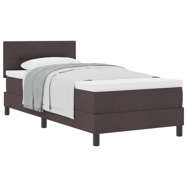 vidaXL Lit à ressorts avec coussin Marron foncé 100 x 200 cm tissu