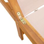 vidaXL Chaise longue crème bois d'acacia solide et textilène