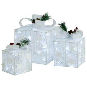 vidaXL Boîtes-cadeaux de Noël décoratives 3 Pièces Extérieur Intérieur