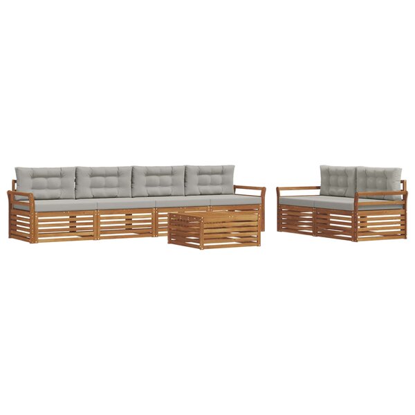 vidaXL Ensemble de canapés d'extérieur 7 Pièces Gris Naturel et Clair