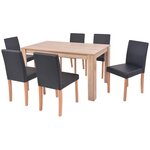 vidaXL Table et chaises 7 Pièces Cuir synthétique Chêne Noir