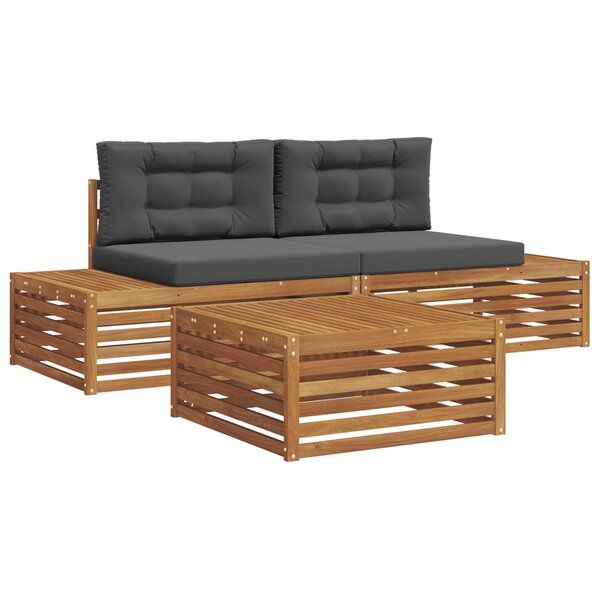 vidaXL Ensemble de canapés d'extérieur 3 Pièce Naturel et Anthracite