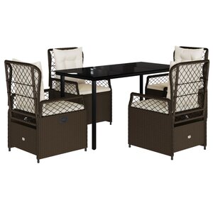 vidaXL Ensemble à manger de jardin 5 Pièces et coussins marron poly rotin