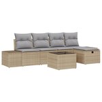 vidaXL Ensemble de Canapés de Jardin 6 Pièces avec Coussins Beige Rattan Poly