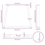 vidaXL Pieds de table à manger en forme de V 3 pièces Acier naturel 80 x (72-73 3) cm Acier