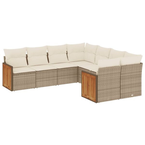 vidaXL Salon de jardin avec coussins 8 Pièces beige résine tressée