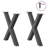 vidaXL Pieds de table à manger en forme de X 2 pièces Anthracite 70 x (72-73) cm Acier