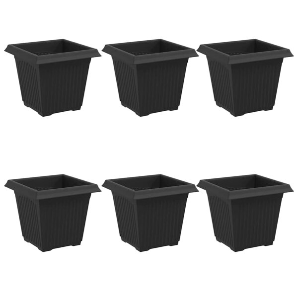 vidaXL Pot de Fleurs Carré 6 Pièces Noir 16 x 16 x 14 cm Plastique