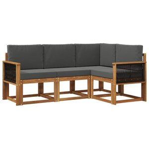 vidaXL Ensemble de canapés d'extérieur 4 pc Naturel et Anthracite