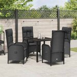 vidaXL Ensemble de salle à manger pour jardin 5 Pièces Noir Poly rotin