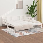 vidaXL Lit coulissant sans matelas blanc bois de pin solide