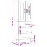 vidaXL Buffet haut Sonoma gris 69 5x34x180 cm Bois d'ingénierie