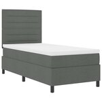 vidaXL Lit à ressorts avec matelas Gris foncé 90 x 190 cm tissu