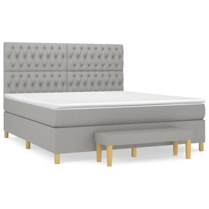 vidaXL Sommier à lattes de lit avec matelas Gris clair 180x200cm Tissu