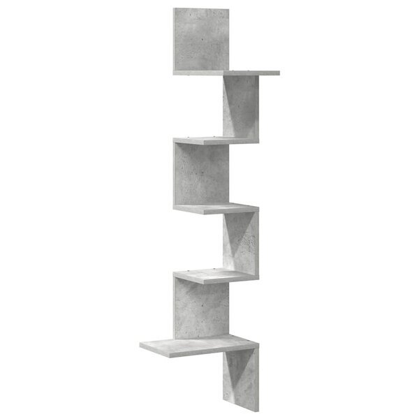 vidaXL Étagère murale d'angle gris béton 32x32x127 5cm bois ingénierie
