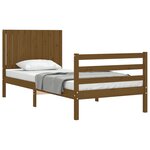 vidaXL Cadre de lit tête de lit marron miel 90x200 cm bois massif